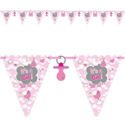 Baner flagi, It''s a Girl, różowy, 600 cm