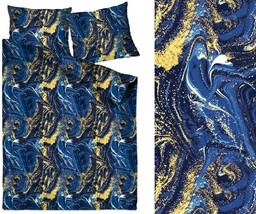 Greno Pościel satynowa 140x200 Galaxy granatowa złota mozajka z jedną poszewką Gold Line 1