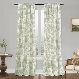 XTMYI Sage Green Zasłony do Salonu Sypialni Wiosna Wiejski Design Toile de Jouy Kwiatowe 108 l Filtrowanie Światła Kurtyna Drzwi Patio Do Drzwi Przesuwnych Jadalni 272 cm Długości