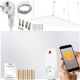 Zestaw Panel grzewczy IR CRONOS Carbon P800 biały + Termostat WiFi + Zestaw sufitowy
