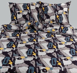 Andropol Pościel satynowa 200x220 Laura 7 18836 szara niebieska żółta geometria