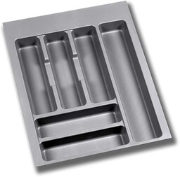 Emuca - Organizer sztućców, organizer do szuflady kuchennej, tacka na sztućce, 6 przegródek, moduł 45 cm, plastik, szary