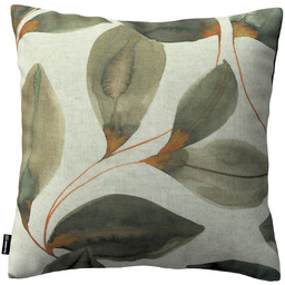 Poszewka Kinga na poduszkę, brązowo-pomarańczowe liście na szarym lnianym tle, 60 x 60 cm, Gardenia