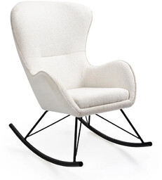 Elior Biały fotel bujany z tkaniny boucle B9-R75