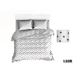 Karo Prześcieradło bawełniane 160x200 R120 białe serca serduszka szare 274D