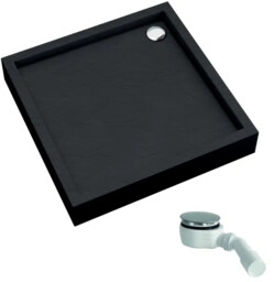 Schedline Favory Plus Black Stone brodzik akrylowy 80x80 cm czarny kamień + syfon 3ST.F1K-8080/C/ST