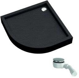 Schedline Favory Plus Black Stone brodzik akrylowy 80x80 cm czarny kamień + syfon 3ST.F1O-8080/C/ST