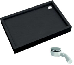Schedline Favory Plus Black Stone brodzik akrylowy 90x120 cm czarny kamień + syfon 3ST.F1P-90120/C/ST