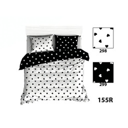 Extrapościel Pościel bawełniana 140x200 R155 czarna biała serduszka