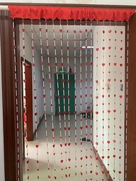 ZiDeTang Akrylowa zasłona na drzwi z koralikami, wystrój domu, frędzle, zasłona działowa (100 cm na 195 cm, czerwone serce)