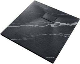 Besco Brodzik kwadratowy Vexo Marble Black 90 x 90cm akryl SMC, czarny marmur VMB-90-90-K
