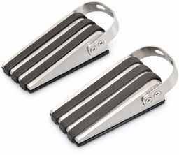 Relaxdays Stoper do drzwi, zestaw 2 sztuk, stal nierdzewna, antypoślizgowa, z gumą, wys. x gł.: ok. 3,7 x 5 x 12,5 cm, czarny/srebrny