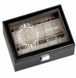 Szkatułka czarna kuferek na zegarki z grawerem dla niego na 25 urodziny