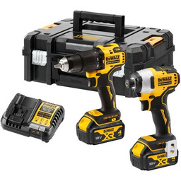 DEWALT Wiertarko-wkrętarka DCD709 + zakrętarka DCF809 + ładowarka + walizka systemowa TSTAK II + zestaw akumulatorów