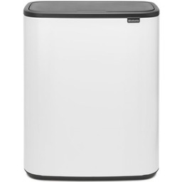 BRABANTIA Kosz na śmieci uchylny 223006 Bo Touch do segregacji, System Soft Touch 60L Biały Zyskaj