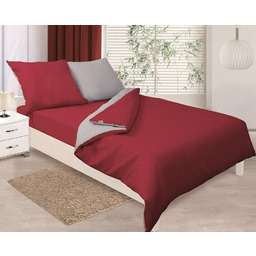 Matex Pościel satynowa 140x200 Double Face czerwona srebrna 42+20 dwustronna