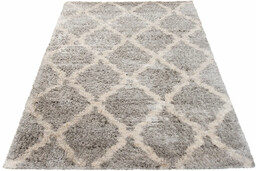 Profeos Prostokątny szary dywan w grubą kratę G6-N35