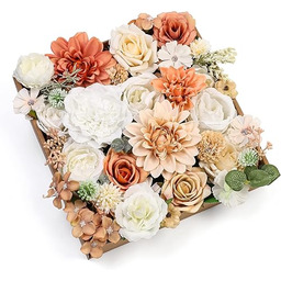 Serra Flora Sztuczne kwiaty, kombi, dalia, 34 szt., mieszanka jedwabiu, sztuczne kwiaty, róże, do samodzielnego wykonania, bukietów ślubnych, aranżacji, na imprezę, wieczór panieński, baby shower,