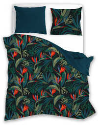 Pościel z satyny bawełnianej z nadrukiem w czerwone kwiaty PEP-54