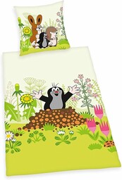 Herding THE MOLE Komplet pościeli z dwustronnym motywem, poszewka na kołdrę 135 x 200 cm, poszewka na poduszkę 80 x 80 cm, bawełna/renforce