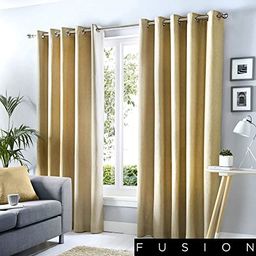 Fusion - Naturalne zasłony szer. 117 x dł. 183 cm - pastelowo-kremowe zasłony na przelotkach - 100% bawełniane zasłony do sypialni/salonu - zasłona na drzwi - zasłony termiczne/obróbka okna - kolekcja