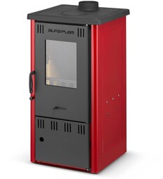 Piec kominek stalowy koza nowoczesny ALFA-PLAM Elita2 ECO 6,5 kW czerwony