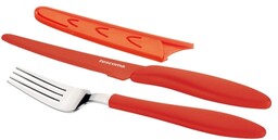 Antyadhezyjny nóż stołowy i widelec PRESTO TONE, czerwony