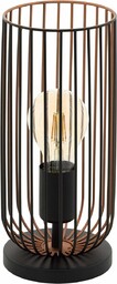 EGLO Lampa stołowa Roccamena, 1-punktowa lampa stołowa w stylu vintage, lampka nocna industrialna z metalu w kolorze czarnym i miedzianym, oprawa E27