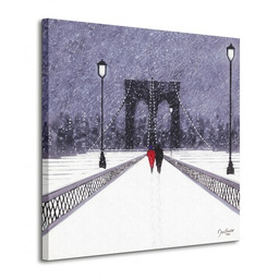 Nighttime Stroll Across Brooklyn Bridge - New York - Obraz na płótnie