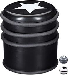 Relaxdays Stoper do drzwi podłogowych, odbojnik drzwiowy do okien i ciężkich drzwi, uchwyt na drzwi z motywem gwiazdy, 8 cm wysokości, czarny