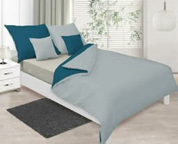 Matex Pościel satynowa 140x200 Double Face turkusowa ciemna srebrna 37+42 KG z jedną poszewką
