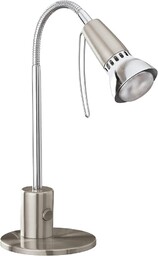 EGLO Lampa stołowa Fox 1, 1-punktowa lampa stołowa, klasyczna, lampa biurkowa ze stali, lampa biurowa w kolorze niklowo-matowym, chrom, oprawa E14