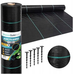Agrotkanina 1,1x50m Premium 110g UV3% Agrowłóknina czarna na chwasty +kołki