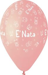 Opakowanie 25 balonów "E'' Nata" baby shower z naturalnego lateksu jakość premium G120 (Ø 33 cm/13"), pastelowy różowy