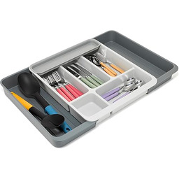 Joseph Joseph DrawerStore Rozszerzany organizer na sztućce, rozszerzalna taca na przybory do szuflady kuchennej, plastik z recyklingu