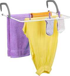 Relaxdays Suszarka wisząca, suszarka na pranie do zawieszenia, na balkon, ogrzewanie i kemping, zajmuje mało miejsca, 4 m długości, biała