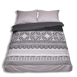 Matex Pościel flanelowa 220x200 F-91 szara grafitowa ornamenty paski