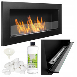 Biokominek Slim 900x400 czarny z Otwieraną Szybą 90X40 Regulacja Ognia