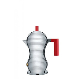 Alessi PULCINA Kawiarka - Zaparzacz do Espresso 70 ml - Czerwona Rączka