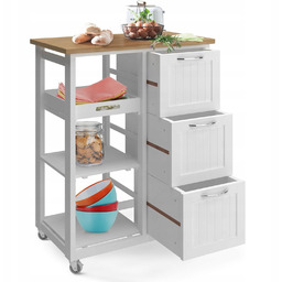 Wózek Kuchenny Barek Wyspa Na Kółkach Z Szufladami Blatem Roboczym