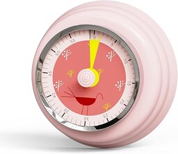Tiergrade Timer kuchenny, przypomnienie, obrotowy o 360 stopni, zegar mechaniczny, wizualny timer, odliczanie wsteczne, czasomierz kuchenny, na lodówkę, magnetyczny do gotowania, nauki (różowy ptak)