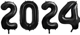 Balony 2024 - czarne 86 cm DUŻE zestaw SYLWESTER NOWY ROK