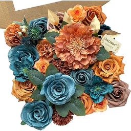 FACINOC Róże sztuczne kwiaty, bukiet, zestaw, sztuczny kwiat z łodygą, do samodzielnego wykonania ślubnego prysznica, dekoracja stołu, sztuczny jedwab, kwiatowa aranżacja na imprezę, dekoracja domu,