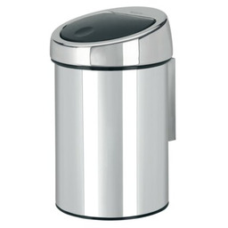 BRABANTIA Kosz na śmieci uchylny 363962 Touch Bin opcja zawieszenia na ścianie, wyjmowane wiadro 3L Srebrny Zyskaj