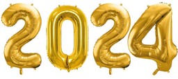 Balony 2024 - złote 86 cm DUŻE zestaw SYLWESTER NOWY ROK