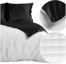 Pościel 220 x 200 3cz Satynowa Nova3 Biel + Czarny