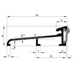 Próg aluminiowy płaski do drzwi zewnętrznych Lpd 66 100 cm uszczelka