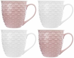 Kubek do picia ceramiczny różowy biały zestaw 4 szt. 580 ml