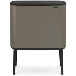 BRABANTIA Kosz na śmieci uchylny 315787 Bo Touch, zatrzaskiwane nogi, regulowane stopki, wyjmowane wiadro 36L Platynowy Zyskaj