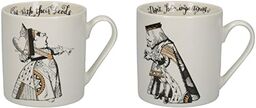 V&A C000047 zestaw kubków Alicja w Krainie Czarów w pudełku upominkowym, król i królowa serca, eleganckie Chiny, 350 ml - (zestaw 2), białe czarne złoto